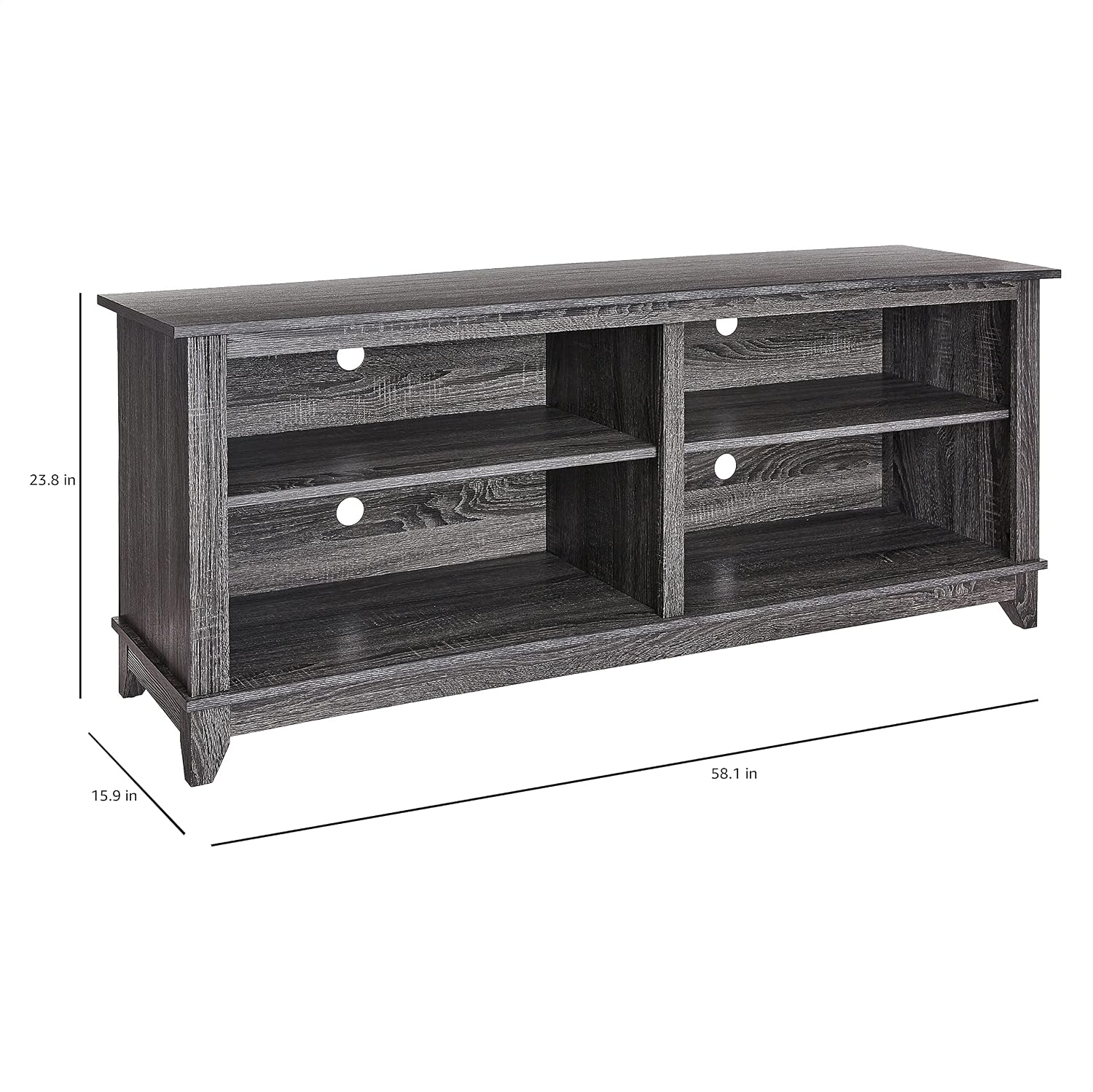 ROCKPOINT 58inch TV Stand Media Console for TV's up to 65 Inches, Home Living Room Storage Console, Entertainment Center with 4 Open Storage Shelves, Modern TV Console Table (Charcoal)