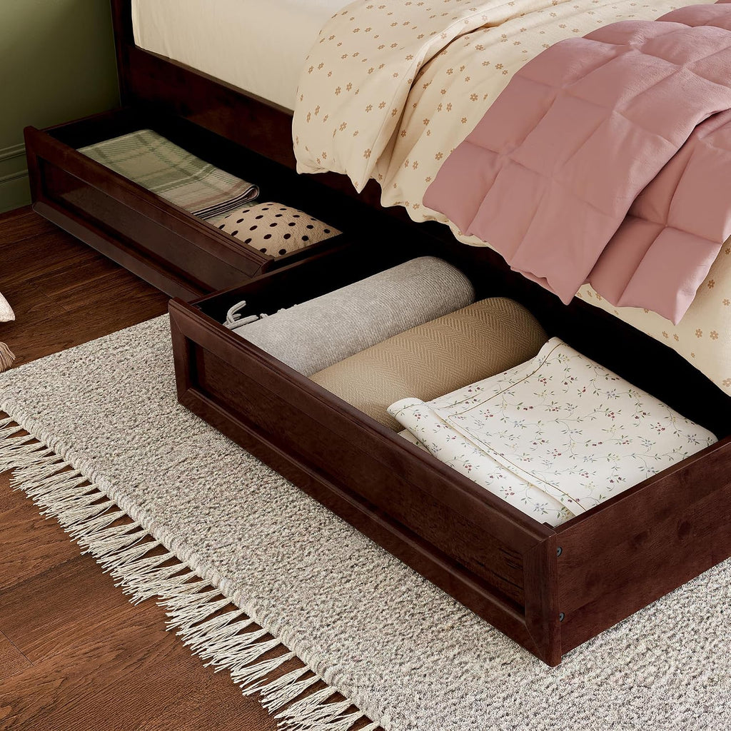 AFI, Mid-Century Modern Under Bed Storage Drawers, Twin/Full, Walnut