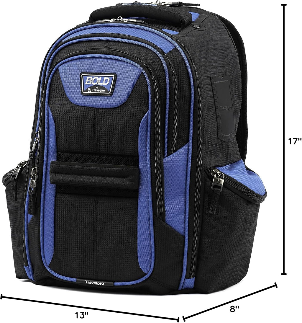 Travelpro Bold Lightweight Rugged Backpack, Fits up to 15.6 inch laptop and tablet sleeve, Blue/Black