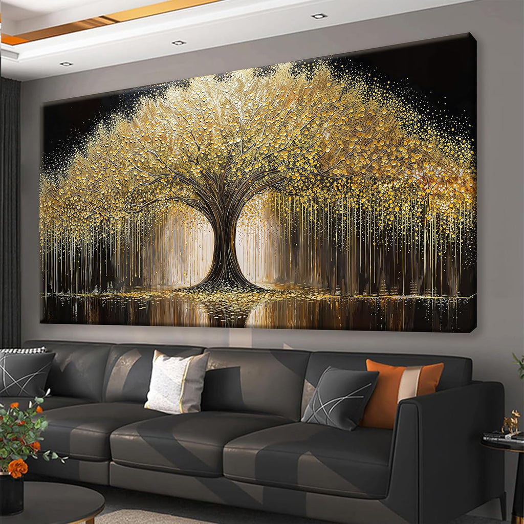 Large Wall Art Decor Gold Tree Of Life Wall Art Artwork Prints Canvas Art Wall Decor Painting Prints Gold Tree Large Abstract Wall Decor Picture For Living Room Bedroom Office 35x70 Inch