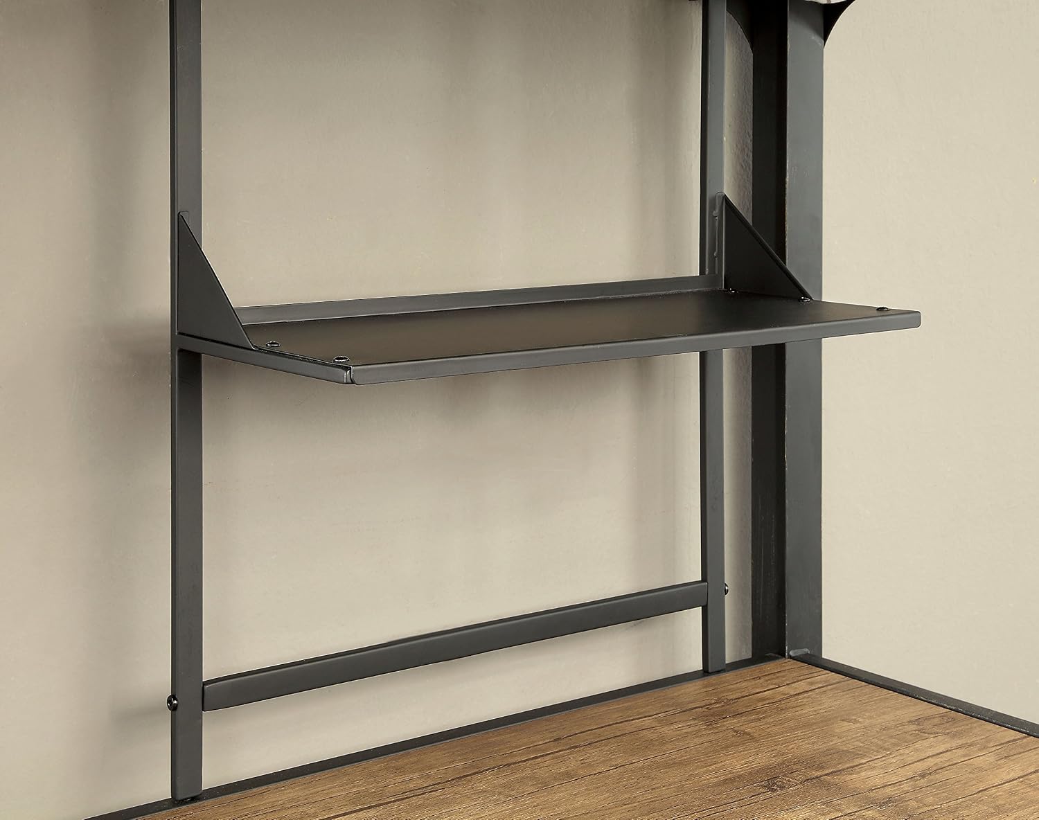 Furniture of America Megyver Two Over Level Industrial Bunk Bed, Twin Over Desk, Black