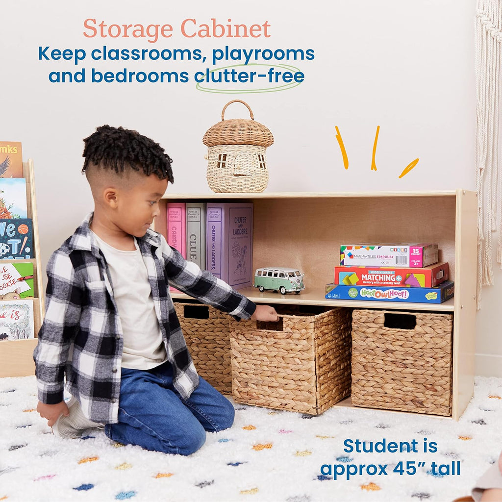 ECR4Kids Streamline 2-Shelf Single-Sided Storage Cabinet, 24in, Classroom Furniture, Natural
