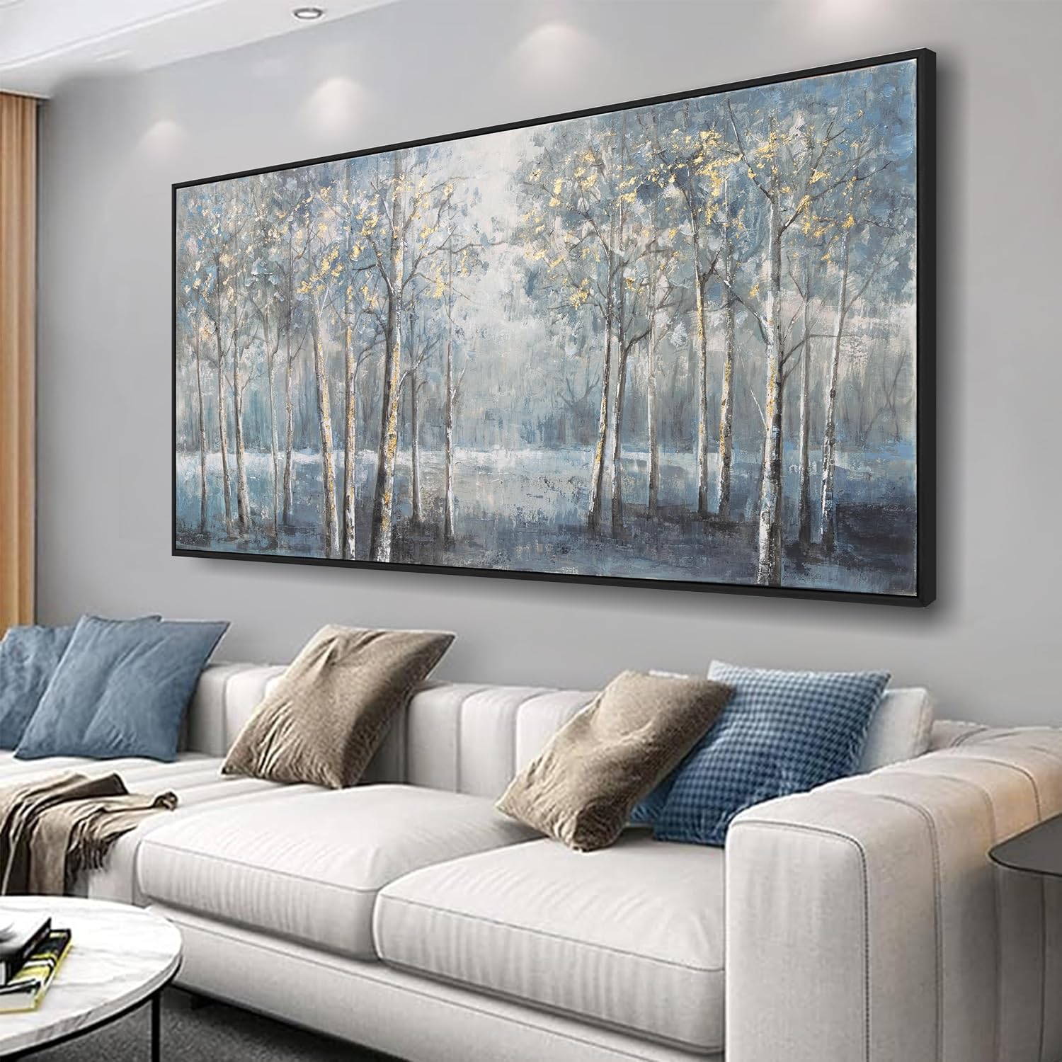 Dark color system Trees Canvas Wall Art Decor Modern Framed Wall Decorations Large Home Decor Wall Art Prints Forest Landscape 24'×48' Pictures for Room Wall Bedroom Office Decor