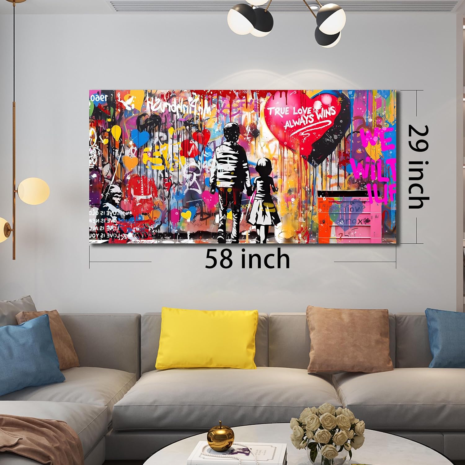 Graffiti Canvas Wall Art For Living Room Large Colorful Wall Art For Office Banksy Wall Decor Teen Bedroom Size 29 x 58 Inch