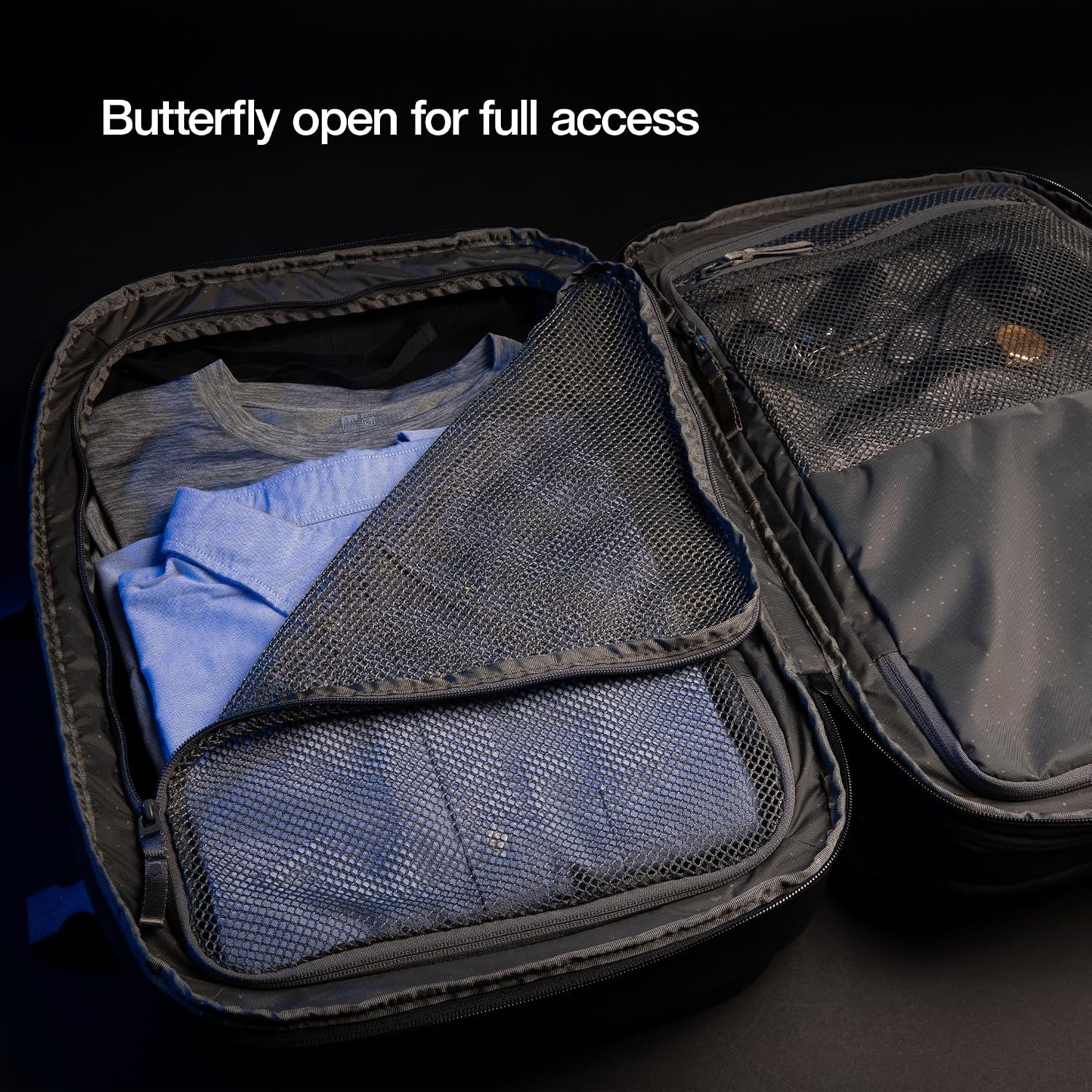 Incase A.R.C. Travel Backpack 38L – Expandable Carry On Luggage, Fits up to 17' Laptop – Butterfly Opening, Quick Access Pocket, Shoe Storage – Airplane Travel Essentials, Weekend Bag – Black