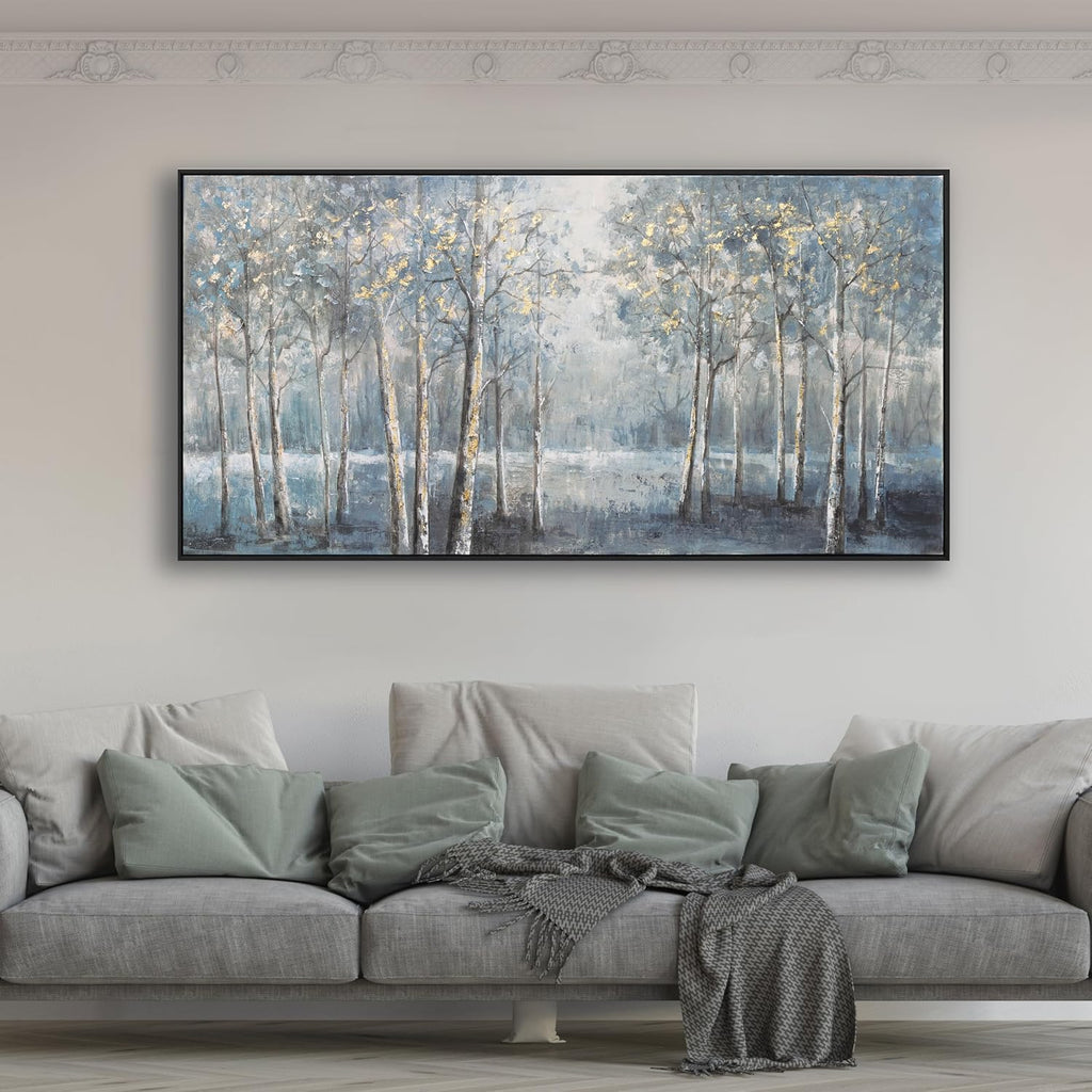 Dark color system Trees Canvas Wall Art Decor Modern Framed Wall Decorations Large Home Decor Wall Art Prints Forest Landscape 24'×48' Pictures for Room Wall Bedroom Office Decor