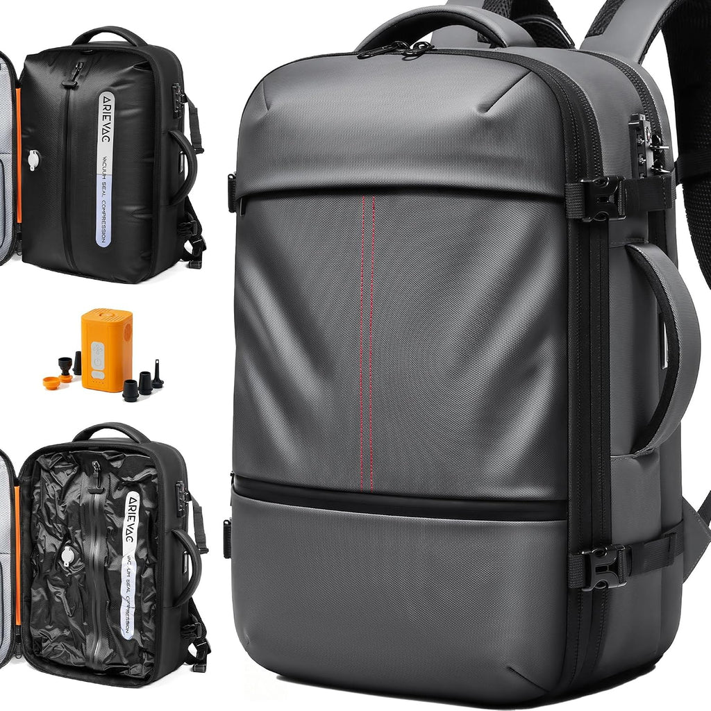 IKYWT Vacuum Seal Backpack Travel with Ultra-Power Pump, 80L Expandable Travel Backpack with Vacuum System w/TSA Lock