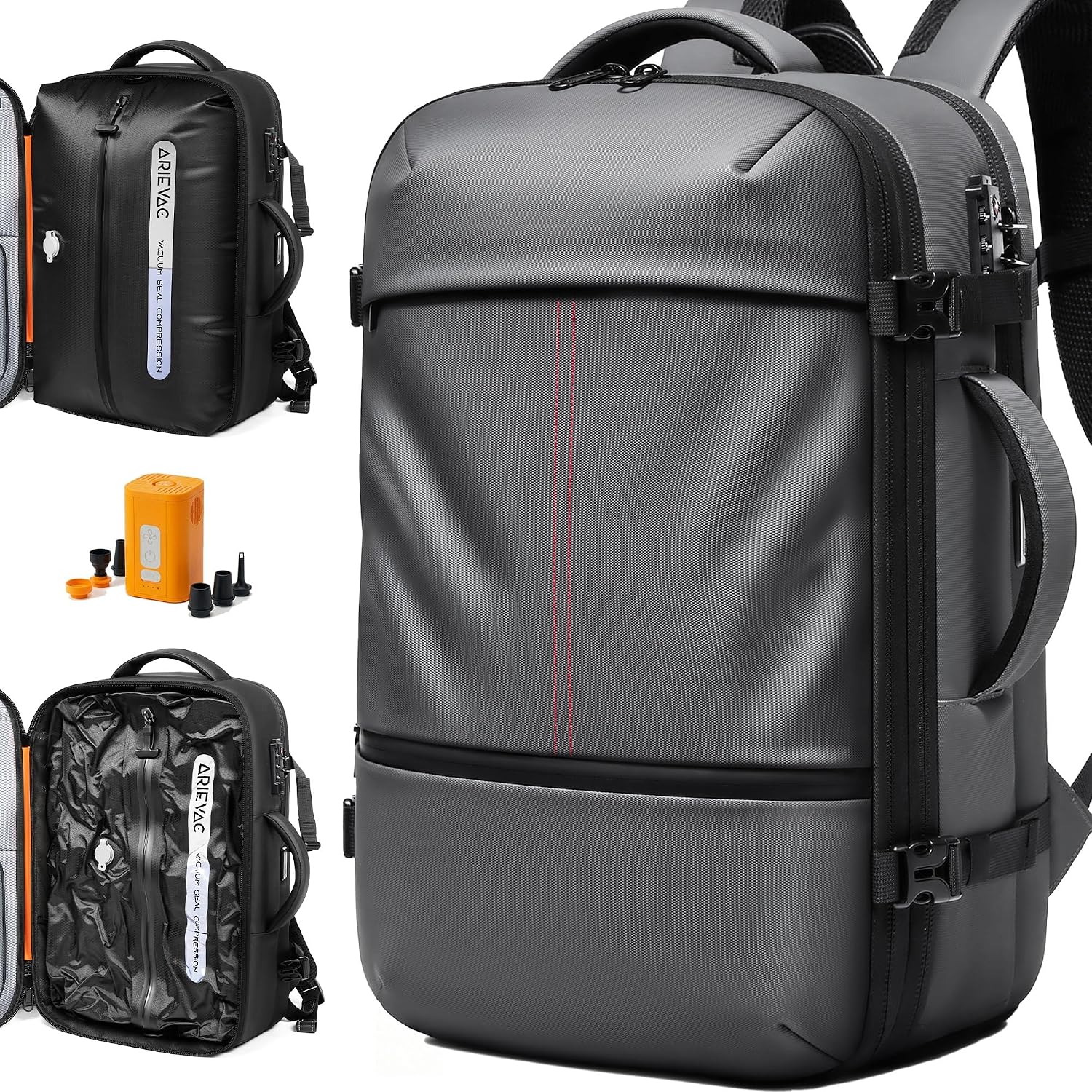 IKYWT Vacuum Seal Backpack Travel with Ultra-Power Pump, 80L Expandable Travel Backpack with Vacuum System w/TSA Lock