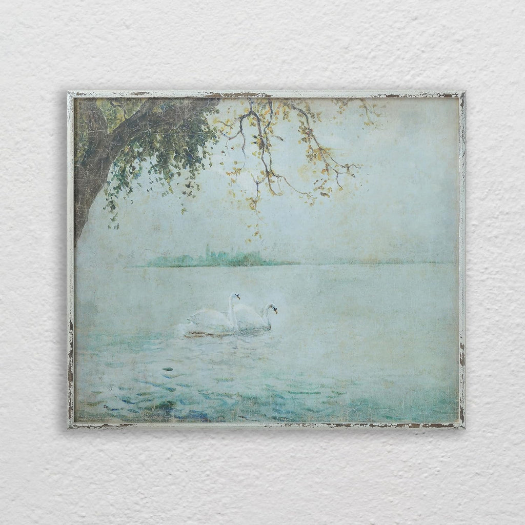 Creative Co-Op Vintage Swans Wood Framed Wall Décor