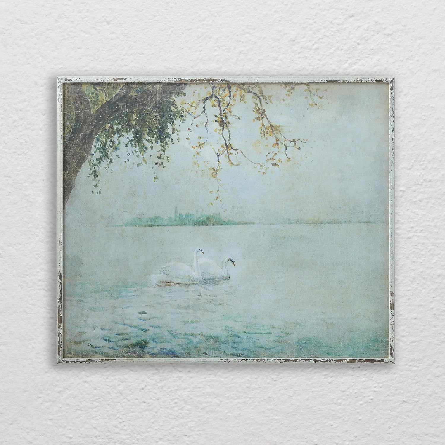 Creative Co-Op Vintage Swans Wood Framed Wall Décor