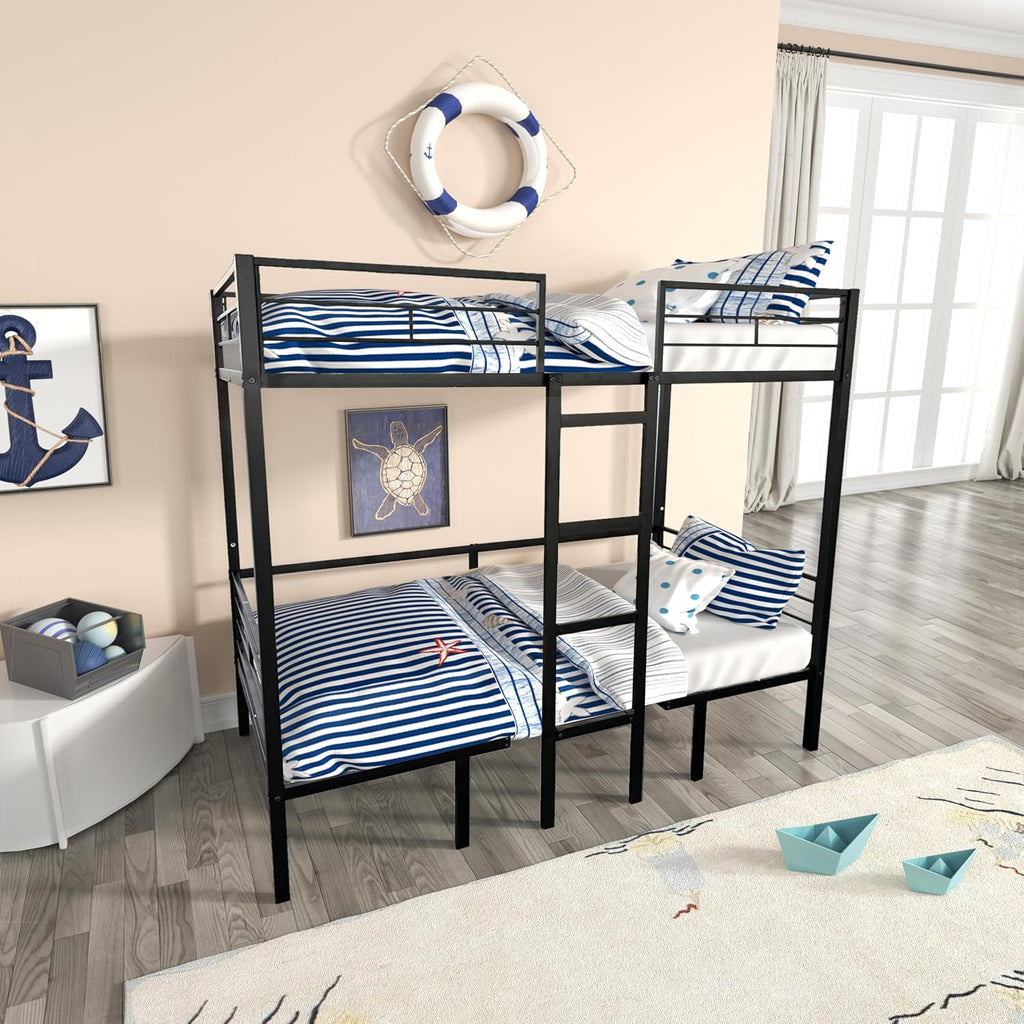 Full Size Loft Bed with Desk & Storage: Metal Bunk Bed with Study Table & Drawers - Space Saving Kids Bedroom Furniture for Siblings Shared Room