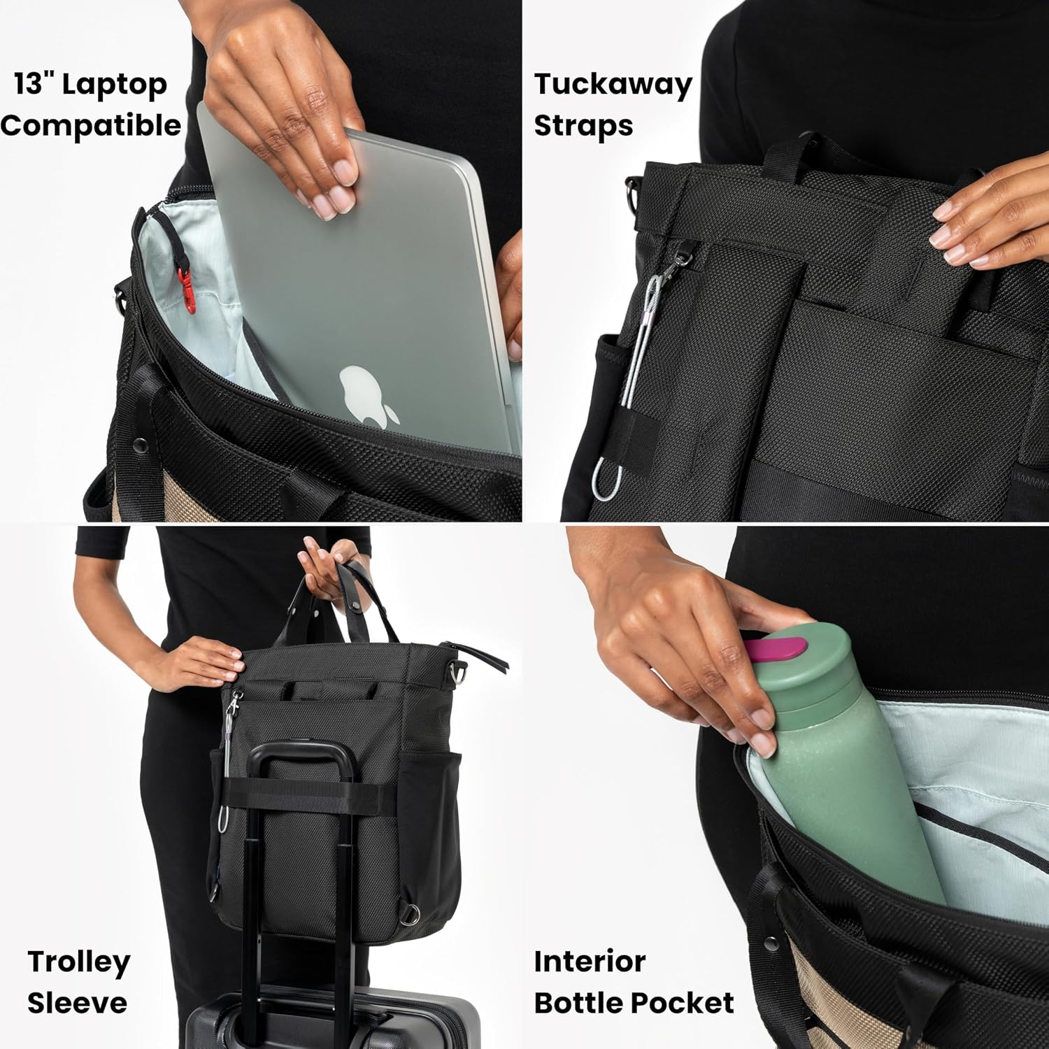 Sherpani Soleil, Anti Theft Convertible Backpack, 3 in 1 Tote, Crossbody Purse, 18L Travel Bag, Fits 13' Laptop (Straw Signature)