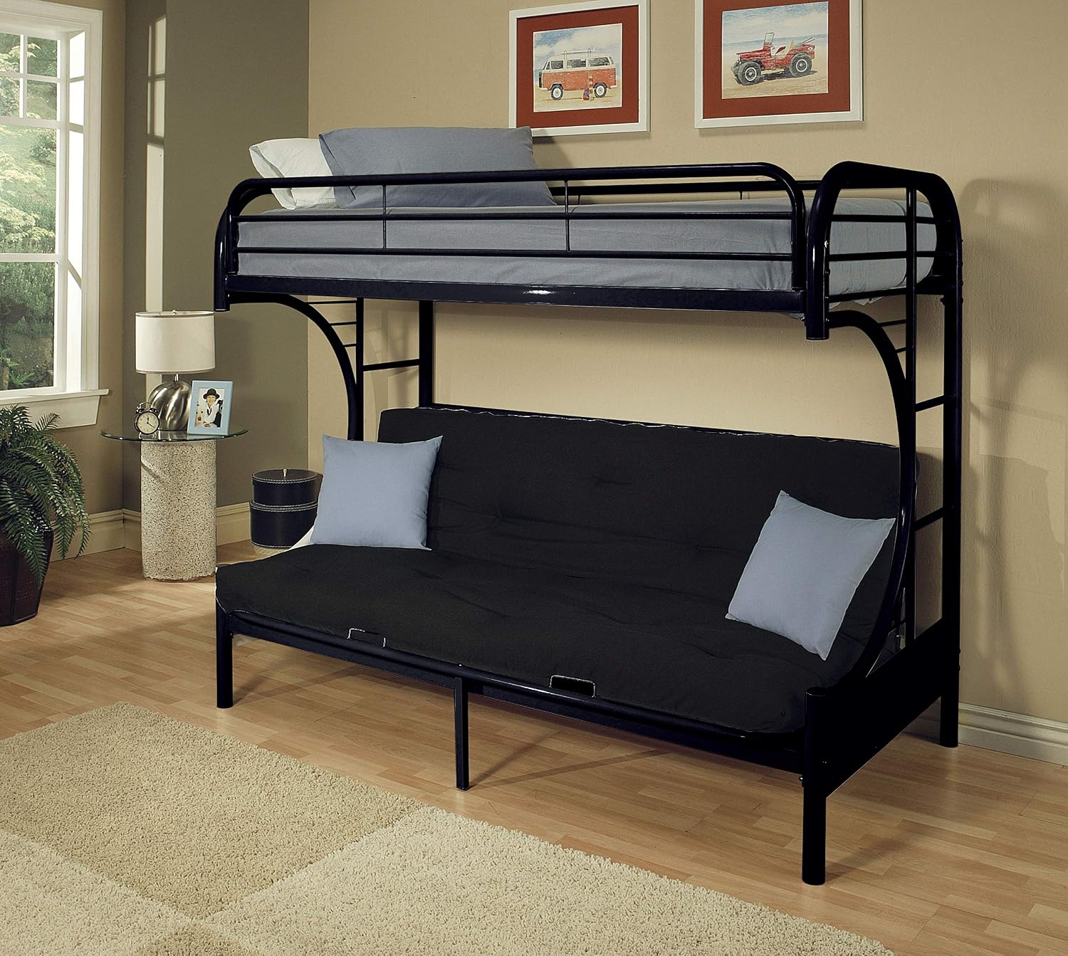GOWE Eclipse Black Finish Twin XL/Queen Futon Bunk Bed