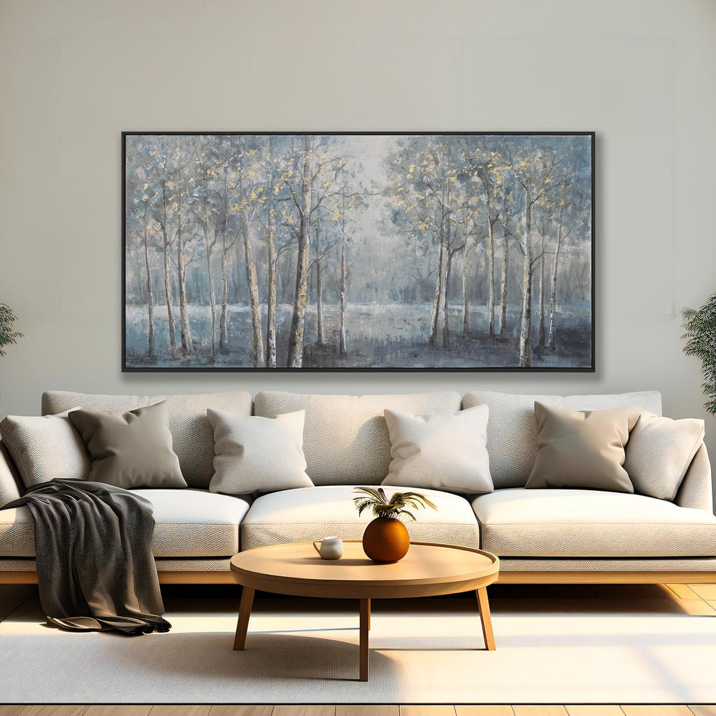 Dark color system Trees Canvas Wall Art Decor Modern Framed Wall Decorations Large Home Decor Wall Art Prints Forest Landscape 24'×48' Pictures for Room Wall Bedroom Office Decor
