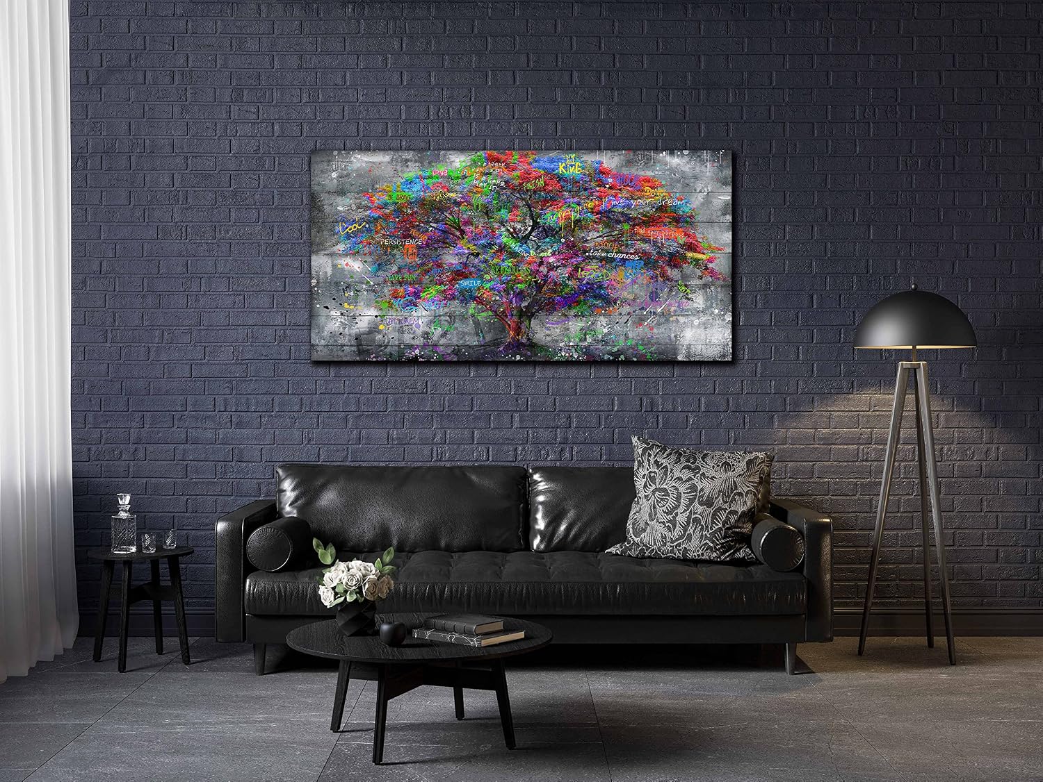 SIXTTART Tree Large Canvas Wall-Art For Living Room - Graffiti Forest Wall Art - Abstract Modern Home Office Wall Decor Ready to Hang Size 59' x 29'