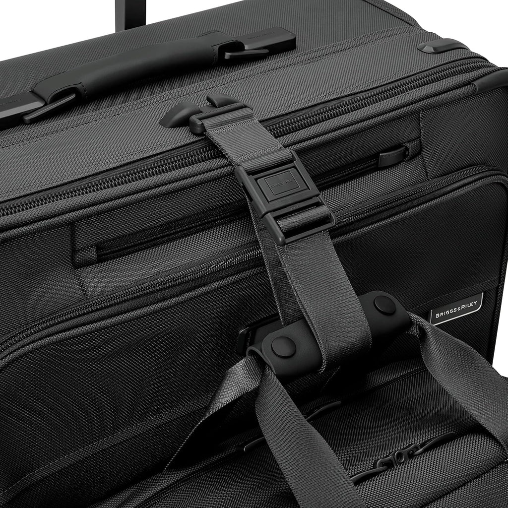 Briggs & Riley Compact 19' Carry-On Expandable Spinner - Carry On Luggage for Travel, Suitcases with Wheels, Softside Rolling Bag for Men & Women, Garment Panels - Baseline Collection, Black