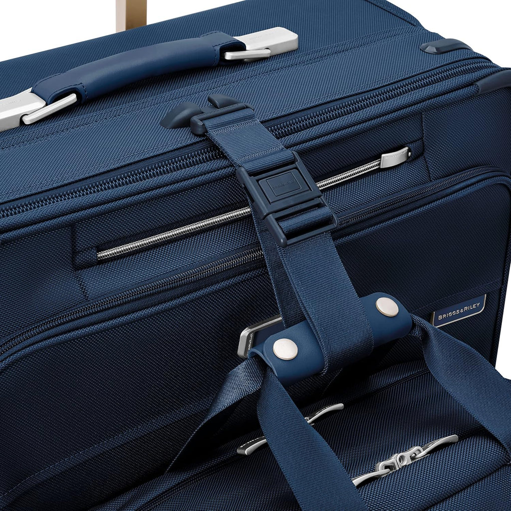 Briggs & Riley Global 21' Carry On Expandable Spinner - Luggage for International Travel, Suitcases with Wheels, Softside Rolling Bag for Men & Women, Self-Repairing Zipper - Baseline Collection, Navy