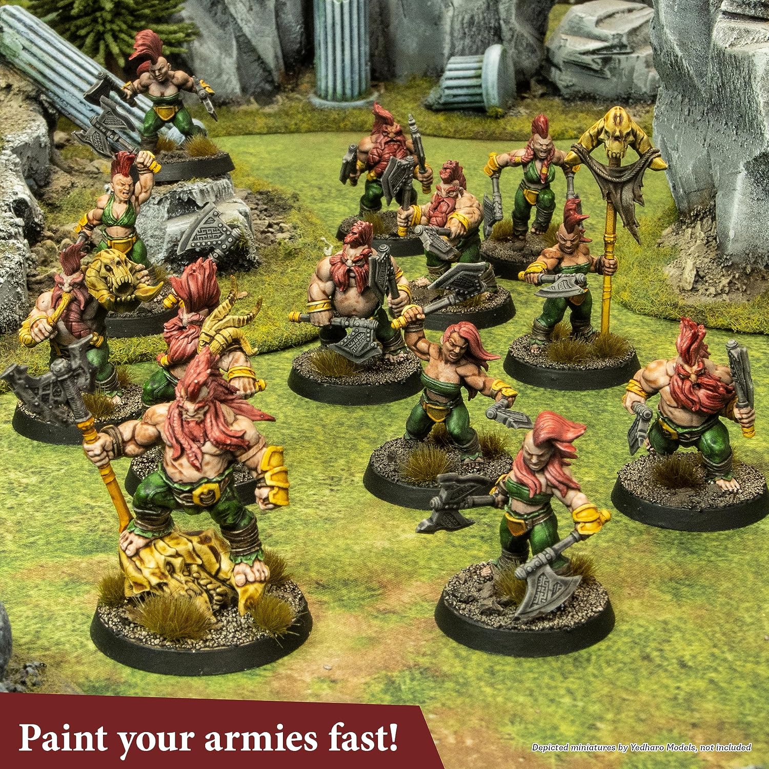 The Army Painter, Speedpaint Wargamers Mega Paint Set 2.0, 60 x 18ml Speedpaints, incl. 4 metallics, 1 Medium & 1 Free Brush for miniature and model painting